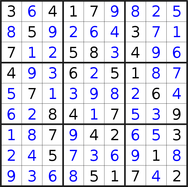 Sudoku solution for puzzle published on Sunday, 24th of April 2022