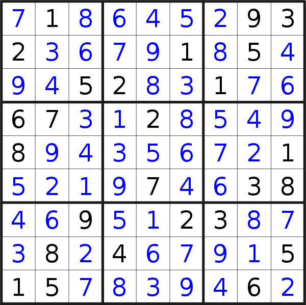 Sudoku solution for puzzle published on Saturday, 30th of April 2022