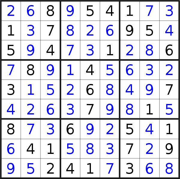 Sudoku solution for puzzle published on Sunday, 1st of May 2022