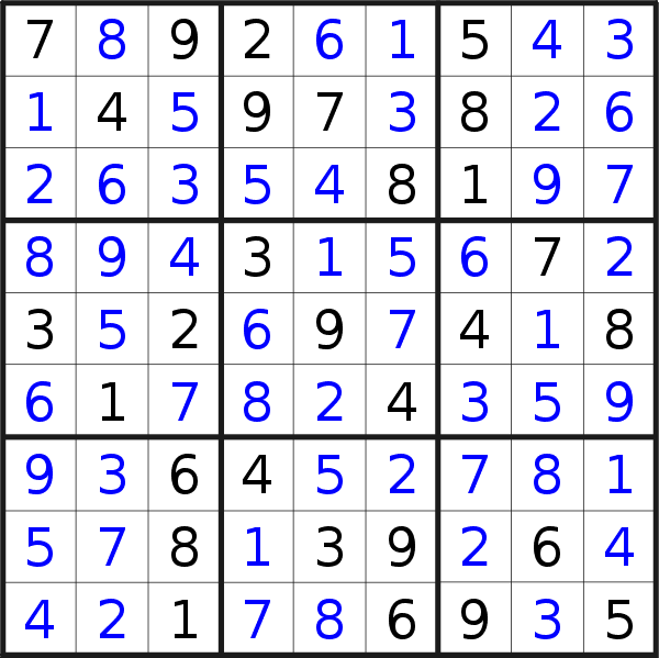 Sudoku solution for puzzle published on Monday, 9th of May 2022