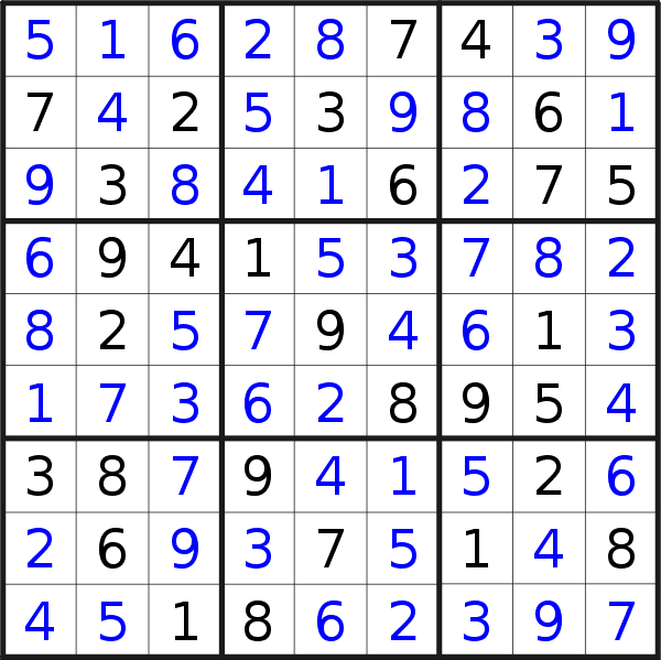 Sudoku solution for puzzle published on Friday, 13th of May 2022
