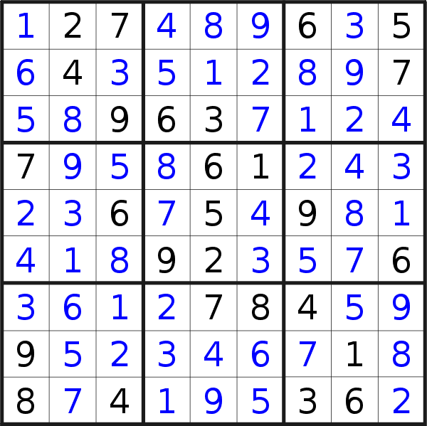 Sudoku solution for puzzle published on Thursday, 19th of May 2022
