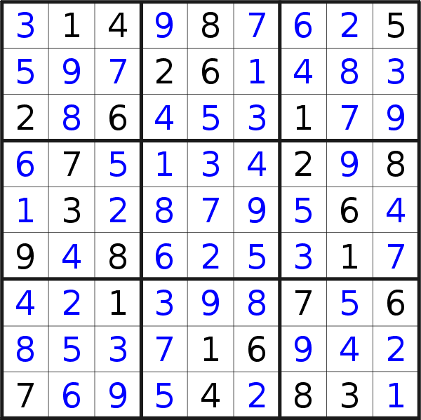 Sudoku solution for puzzle published on Tuesday, 24th of May 2022