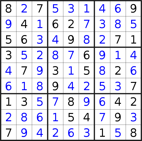 Sudoku solution for puzzle published on Wednesday, 25th of May 2022
