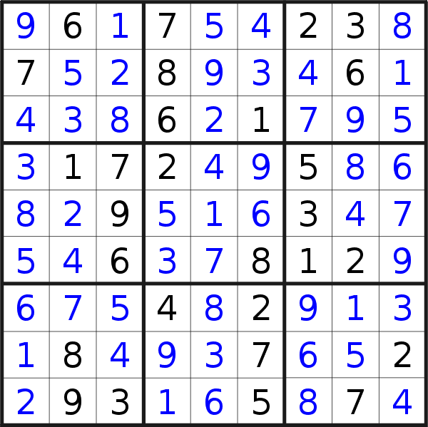 Sudoku solution for puzzle published on Friday, 27th of May 2022