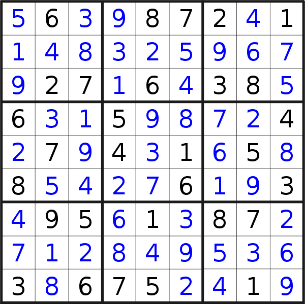 Sudoku solution for puzzle published on Saturday, 28th of May 2022