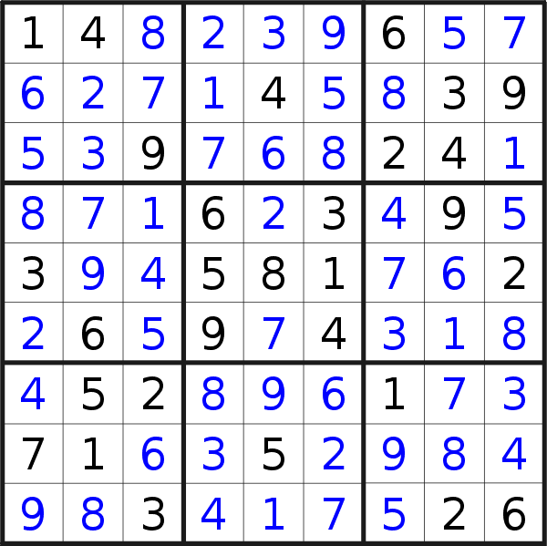 Sudoku solution for puzzle published on Sunday, 29th of May 2022