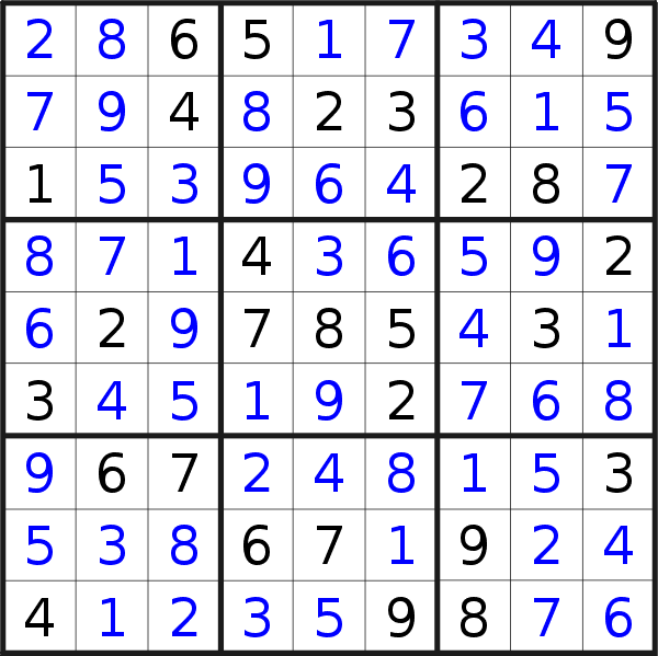 Sudoku solution for puzzle published on Monday, 30th of May 2022