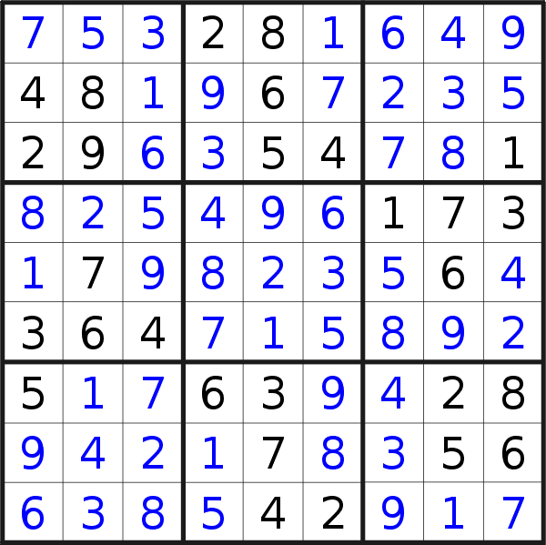 Sudoku solution for puzzle published on Wednesday, 1st of June 2022