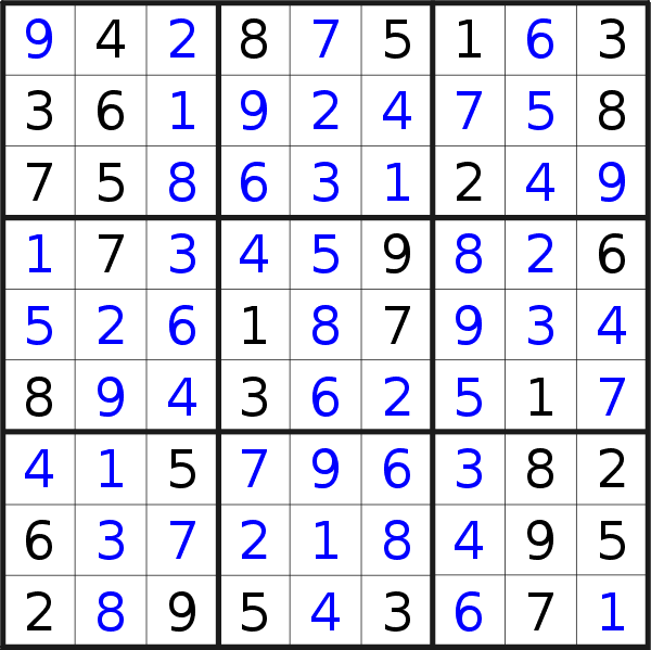 Sudoku solution for puzzle published on Sunday, 5th of June 2022