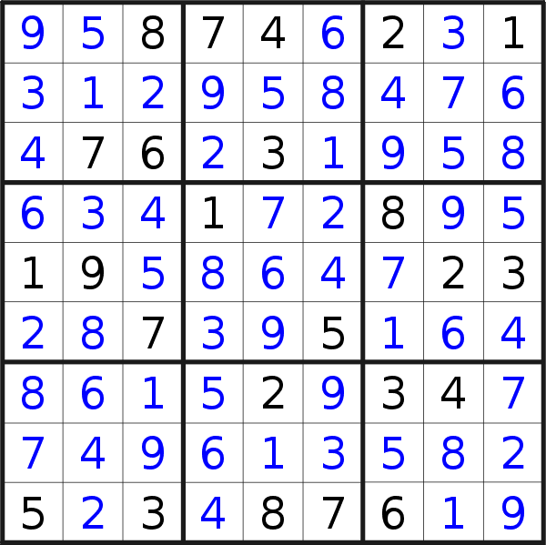 Sudoku solution for puzzle published on Wednesday, 8th of June 2022