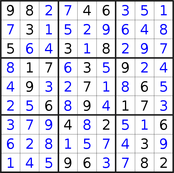 Sudoku solution for puzzle published on Friday, 10th of June 2022