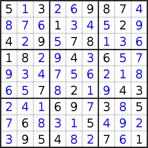 Sudoku solution for puzzle published on Saturday, 11th of June 2022