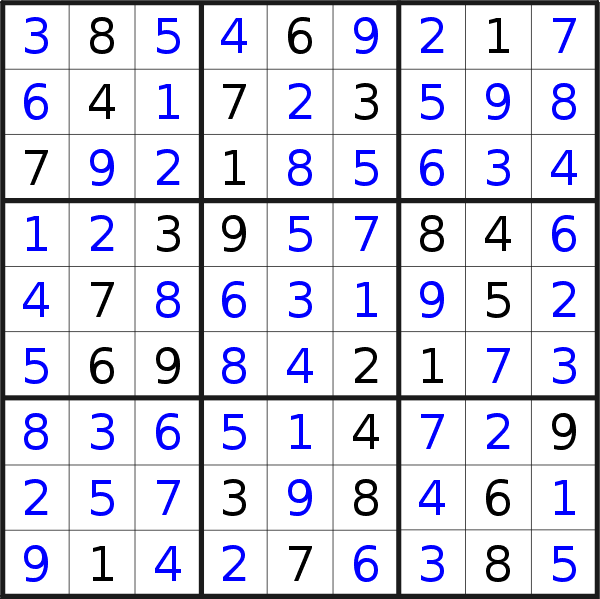 Sudoku solution for puzzle published on Wednesday, 15th of June 2022