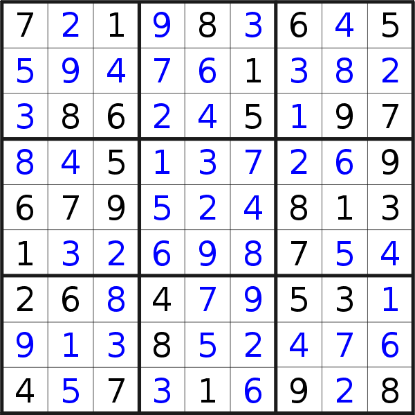 Sudoku solution for puzzle published on Friday, 17th of June 2022