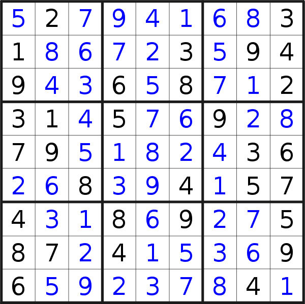 Sudoku solution for puzzle published on Friday, 24th of June 2022