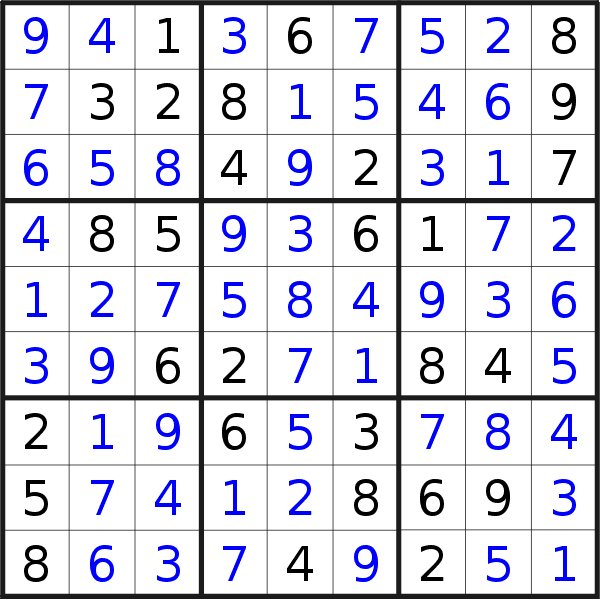 Sudoku solution for puzzle published on Saturday, 25th of June 2022