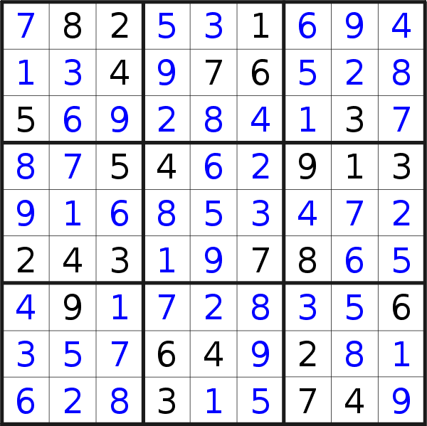 Sudoku solution for puzzle published on Sunday, 26th of June 2022