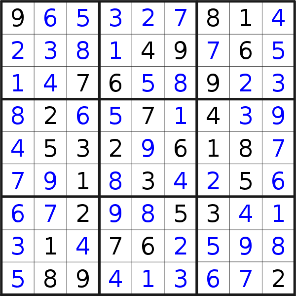 Sudoku solution for puzzle published on Wednesday, 29th of June 2022