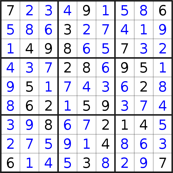 Sudoku solution for puzzle published on Thursday, 30th of June 2022