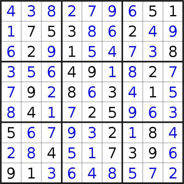 Sudoku solution for puzzle published on Friday, 1st of July 2022