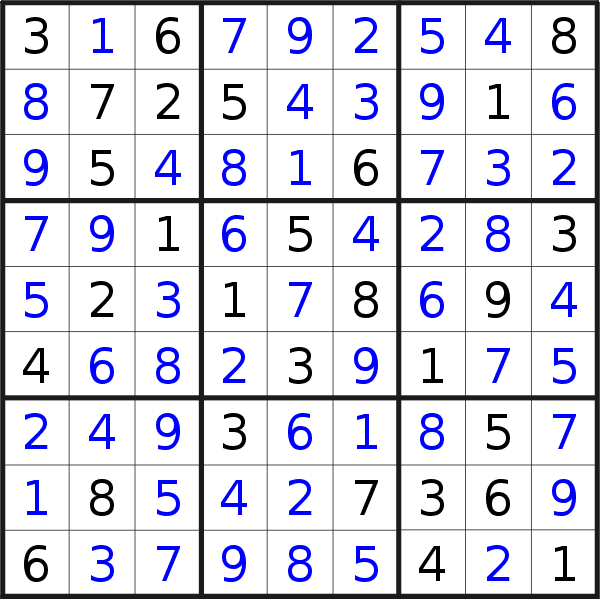 Sudoku solution for puzzle published on Monday, 4th of July 2022