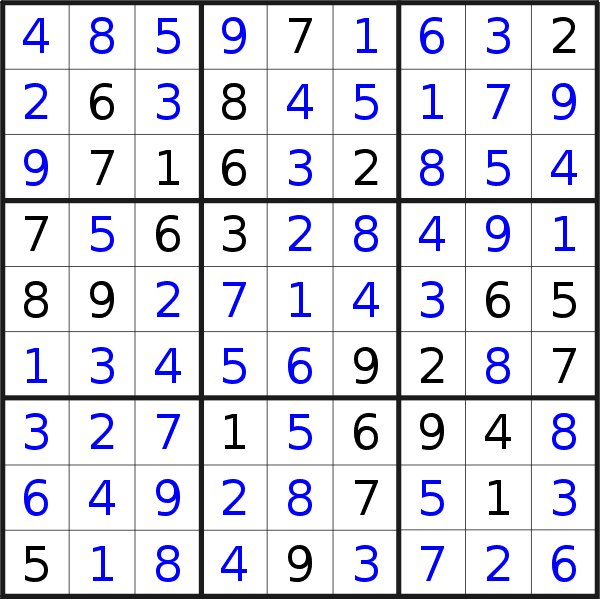 Sudoku solution for puzzle published on Saturday, 9th of July 2022
