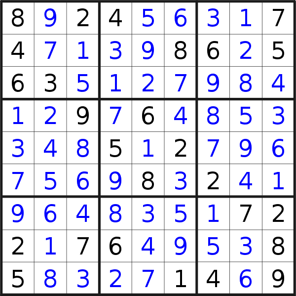 Sudoku solution for puzzle published on Sunday, 10th of July 2022