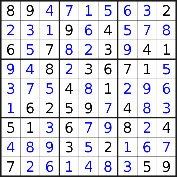 Sudoku solution for puzzle published on Monday, 11th of July 2022
