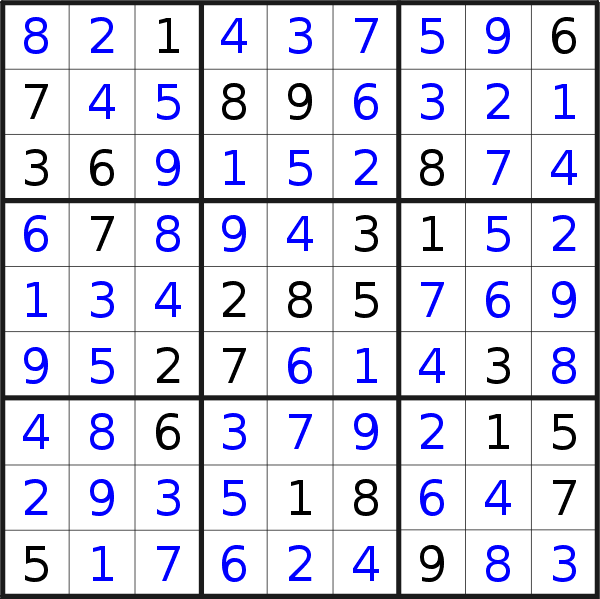 Sudoku solution for puzzle published on Friday, 15th of July 2022