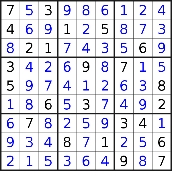 Sudoku solution for puzzle published on Saturday, 16th of July 2022