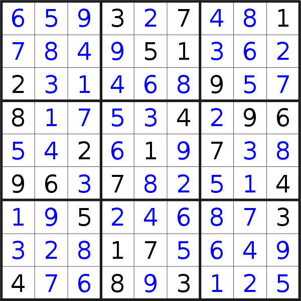 Sudoku solution for puzzle published on Sunday, 17th of July 2022