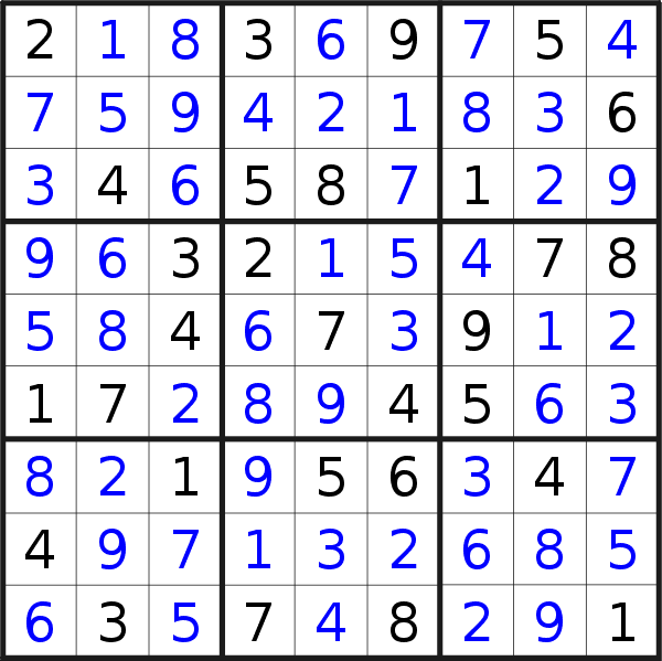 Sudoku solution for puzzle published on Tuesday, 19th of July 2022
