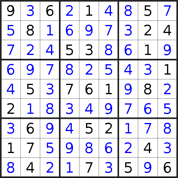 Sudoku solution for puzzle published on Wednesday, 20th of July 2022