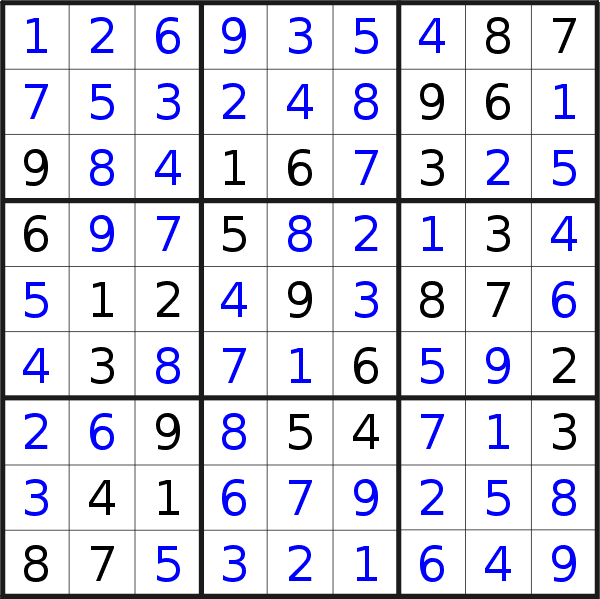 Sudoku solution for puzzle published on Friday, 22nd of July 2022