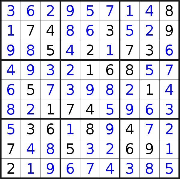 Sudoku solution for puzzle published on Saturday, 23rd of July 2022