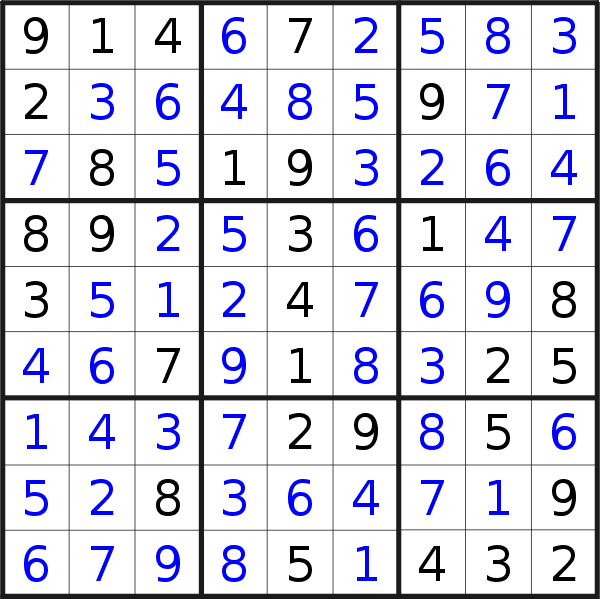 Sudoku solution for puzzle published on Sunday, 24th of July 2022