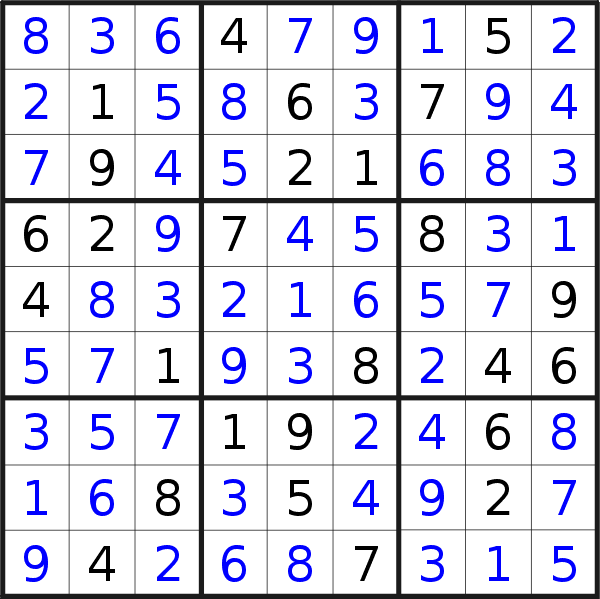 Sudoku solution for puzzle published on Wednesday, 27th of July 2022