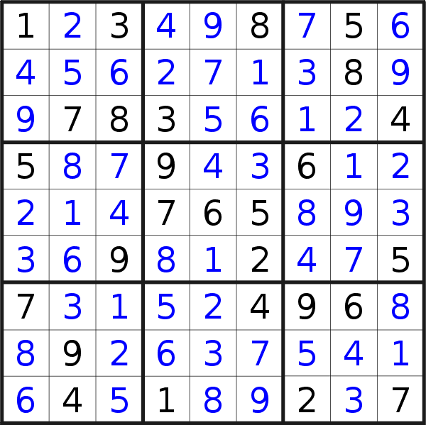 Sudoku solution for puzzle published on Thursday, 28th of July 2022