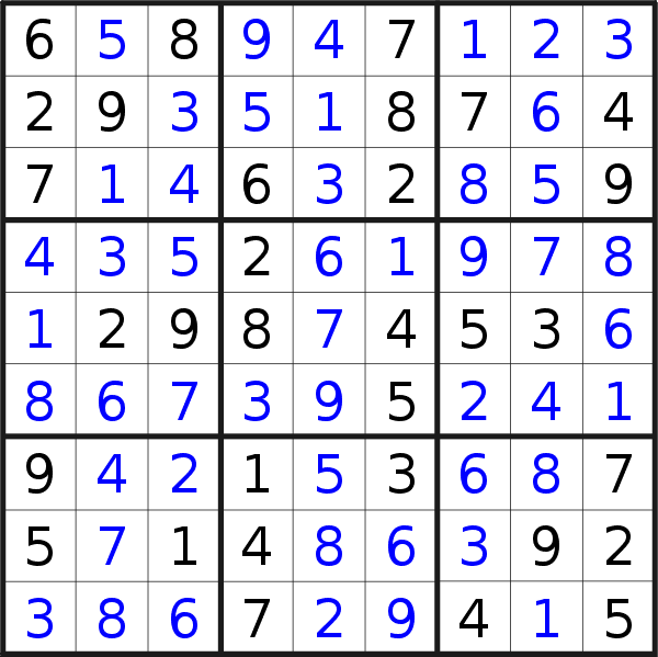 Sudoku solution for puzzle published on Saturday, 30th of July 2022