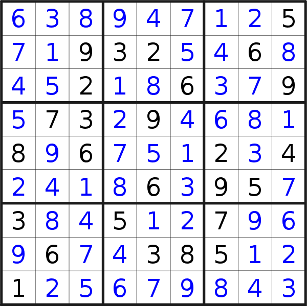 Sudoku solution for puzzle published on Sunday, 31st of July 2022