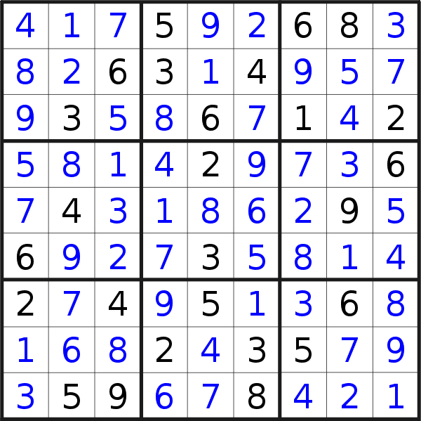 Sudoku solution for puzzle published on Monday, 1st of August 2022