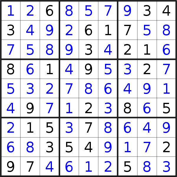 Sudoku solution for puzzle published on Tuesday, 2nd of August 2022