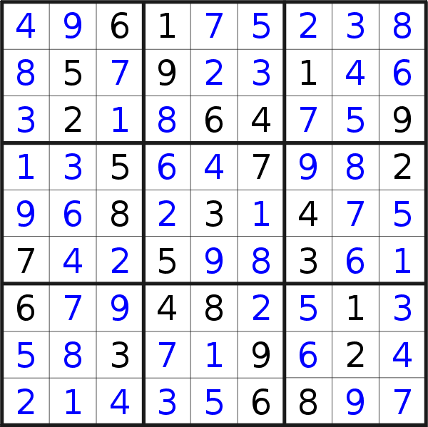 Sudoku solution for puzzle published on Wednesday, 3rd of August 2022