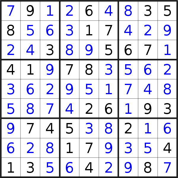 Sudoku solution for puzzle published on Thursday, 4th of August 2022