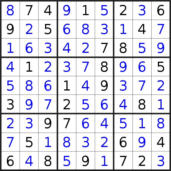 Sudoku solution for puzzle published on Friday, 5th of August 2022