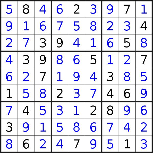 Sudoku solution for puzzle published on Saturday, 6th of August 2022