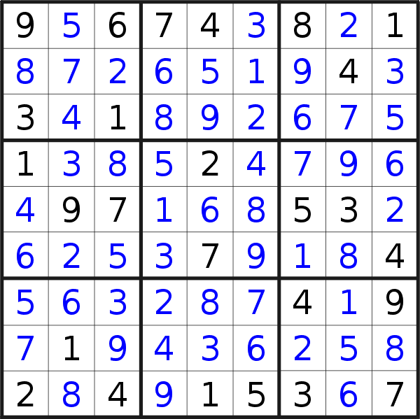 Sudoku solution for puzzle published on Sunday, 7th of August 2022