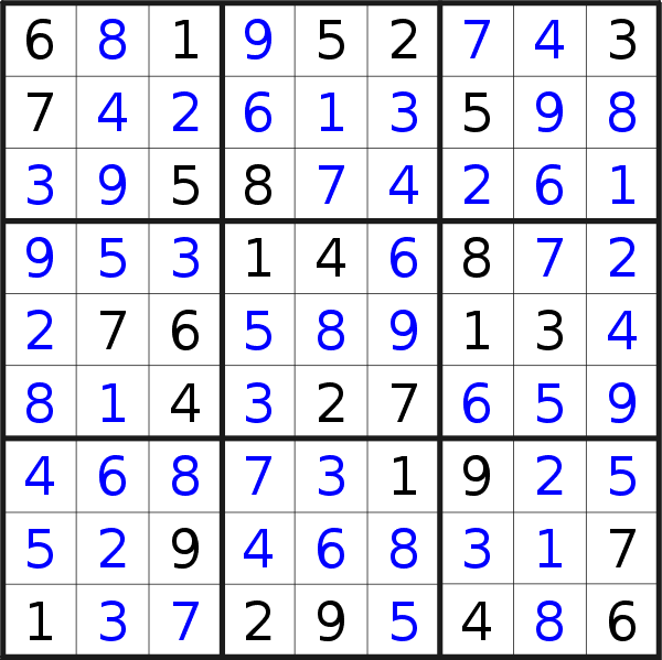 Sudoku solution for puzzle published on Tuesday, 9th of August 2022