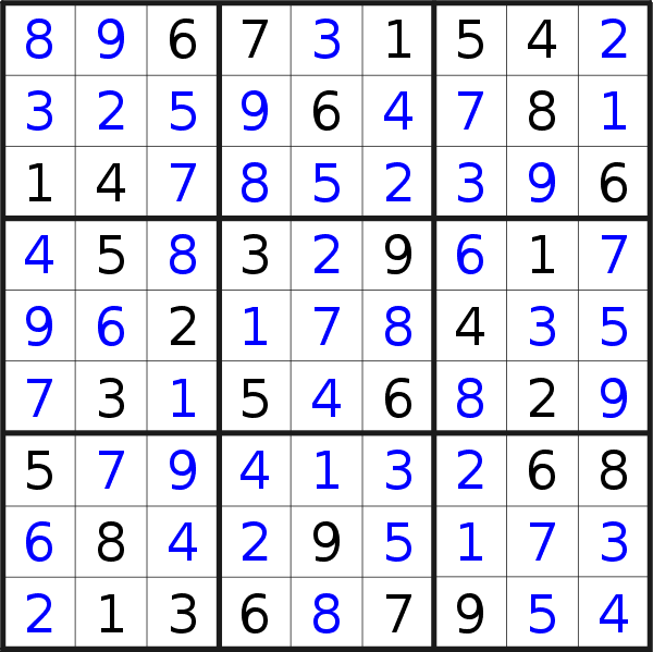 Sudoku solution for puzzle published on Thursday, 11th of August 2022